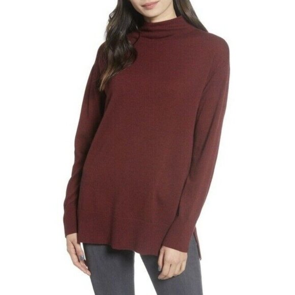 Chelsea28 Women's Funnel Neck Sweater Burgundy Size Large NWT - Picture 1 of 8